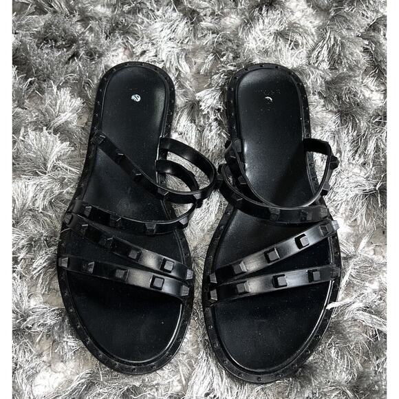 Shade & Shore Sandals Women 6 Slip On Studded Flat Minimalist Night Out - Picture 2 of 7